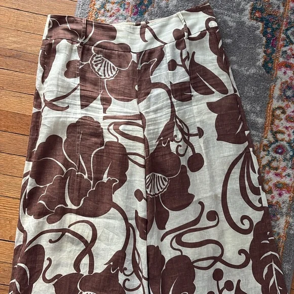 Elie Tahari Brown and Cream Floral Pants - Picture 3 of 10